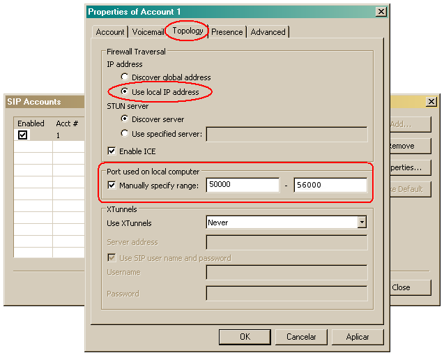 aba topology: user local ip address, port used on local computer 50000-56999